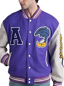 Buy Jack & Jones Men Colorblock Wool Regular Fit Purple Varsity